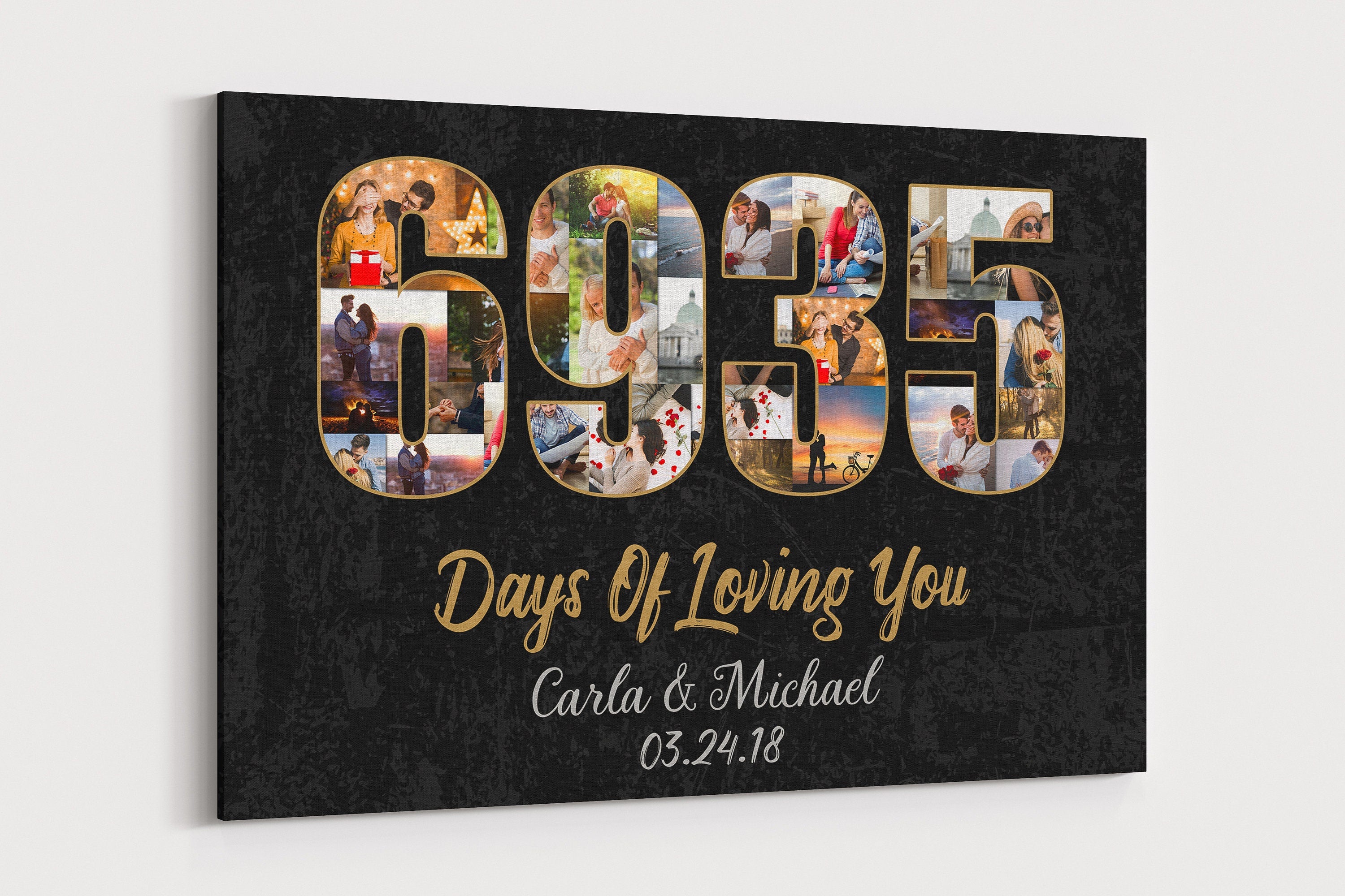 19th Anniversary Photo Collage Canvas: Custom Year Art Gift