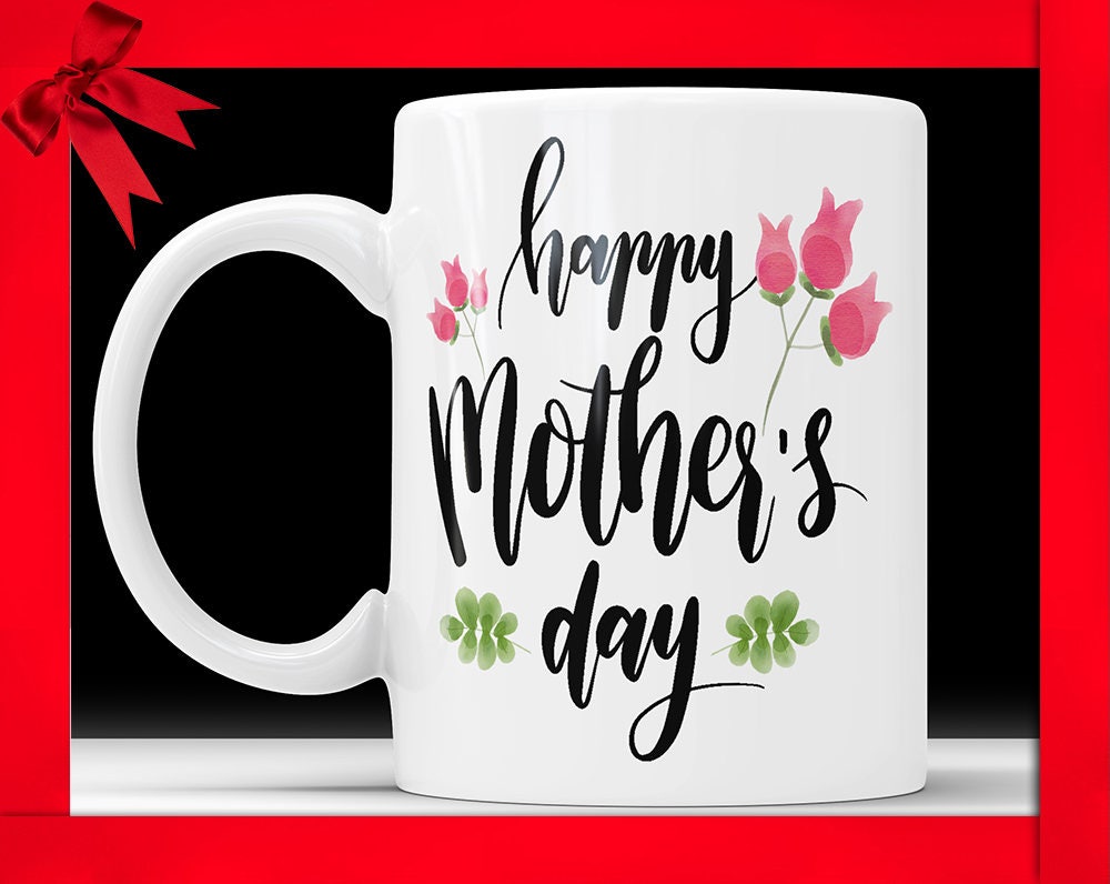Happy Mother's Day Floral Coffee Mug - Ceramic Mom Gift