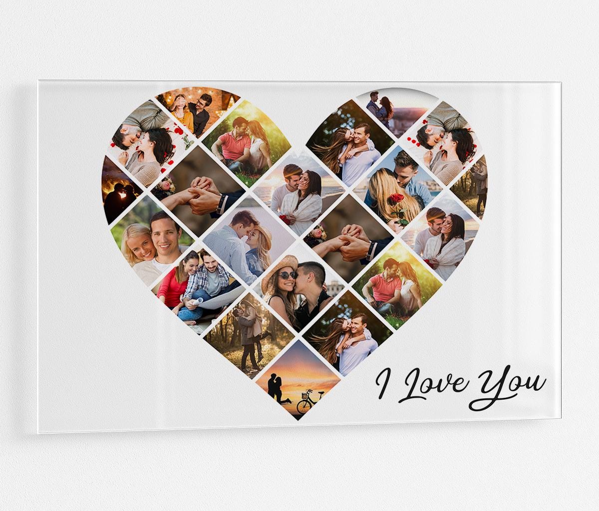 Custom Acrylic Photo Heart Collage Personalized Picture Wall Art Gift Anniversary, Wedding, Family, Couple, Valentine's Day, Acrylic Print