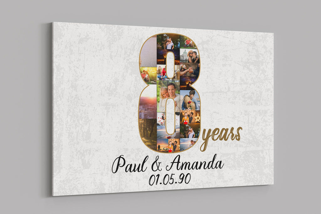 8th Anniversary Gifts Custom Collage Photo Canvas Personalized Wall Art Wedding Anniversary Gift 8 Years Married Gift Wife Husband Present