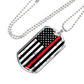 Thin Red Line Dog Tag Necklace: Firefighter Hero Keepsake