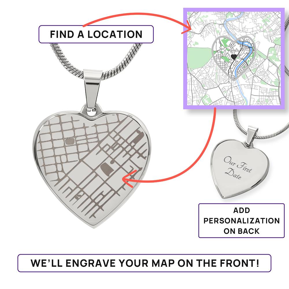 Personalized Fingerprint Heart Necklace: Engraved Handwriting, Gold or Silver