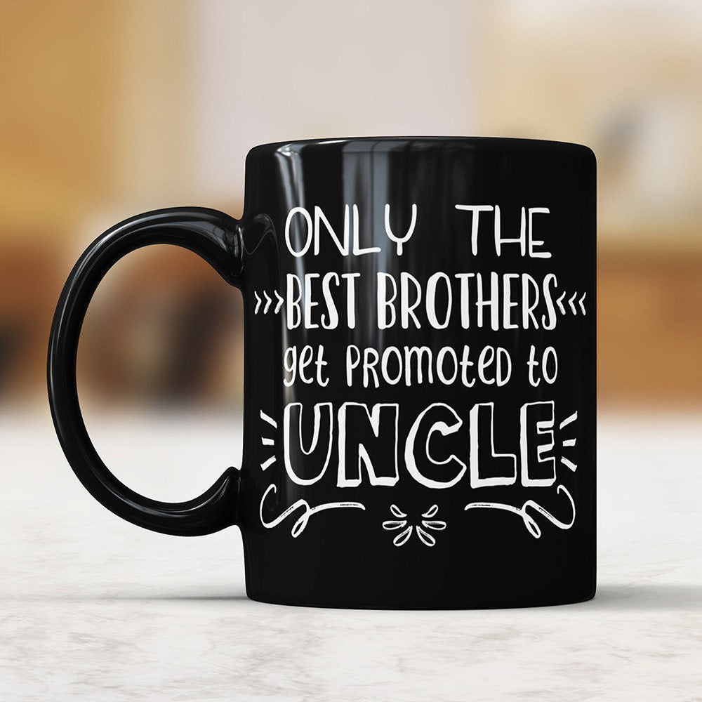 Promoted to Uncle Black Coffee Mug - New Uncle Gift