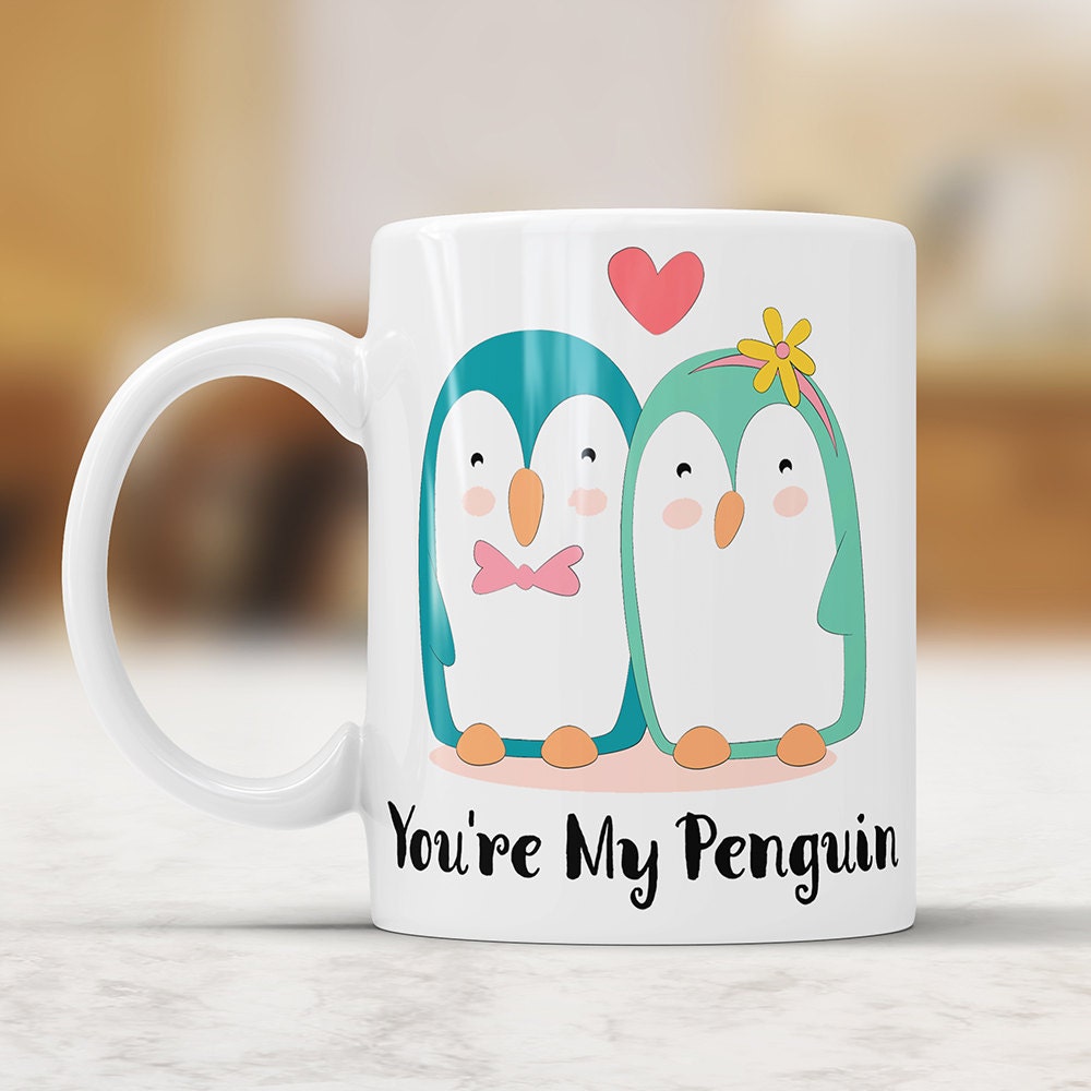 You're My Penguin Mug - Cute Penguin Coffee Mug With Hearts Perfect Valentines Day Gift From Girlfriend To Boyfriend Gift From Love
