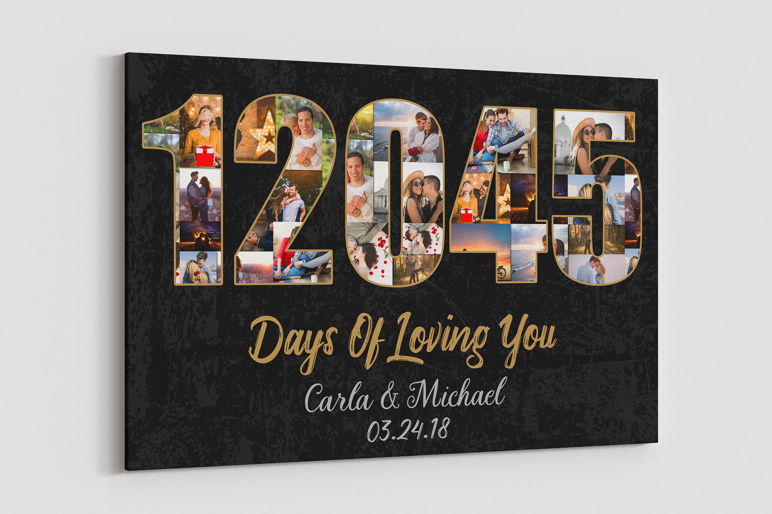 33rd Anniversary Photo Collage Canvas: Custom Year Gift