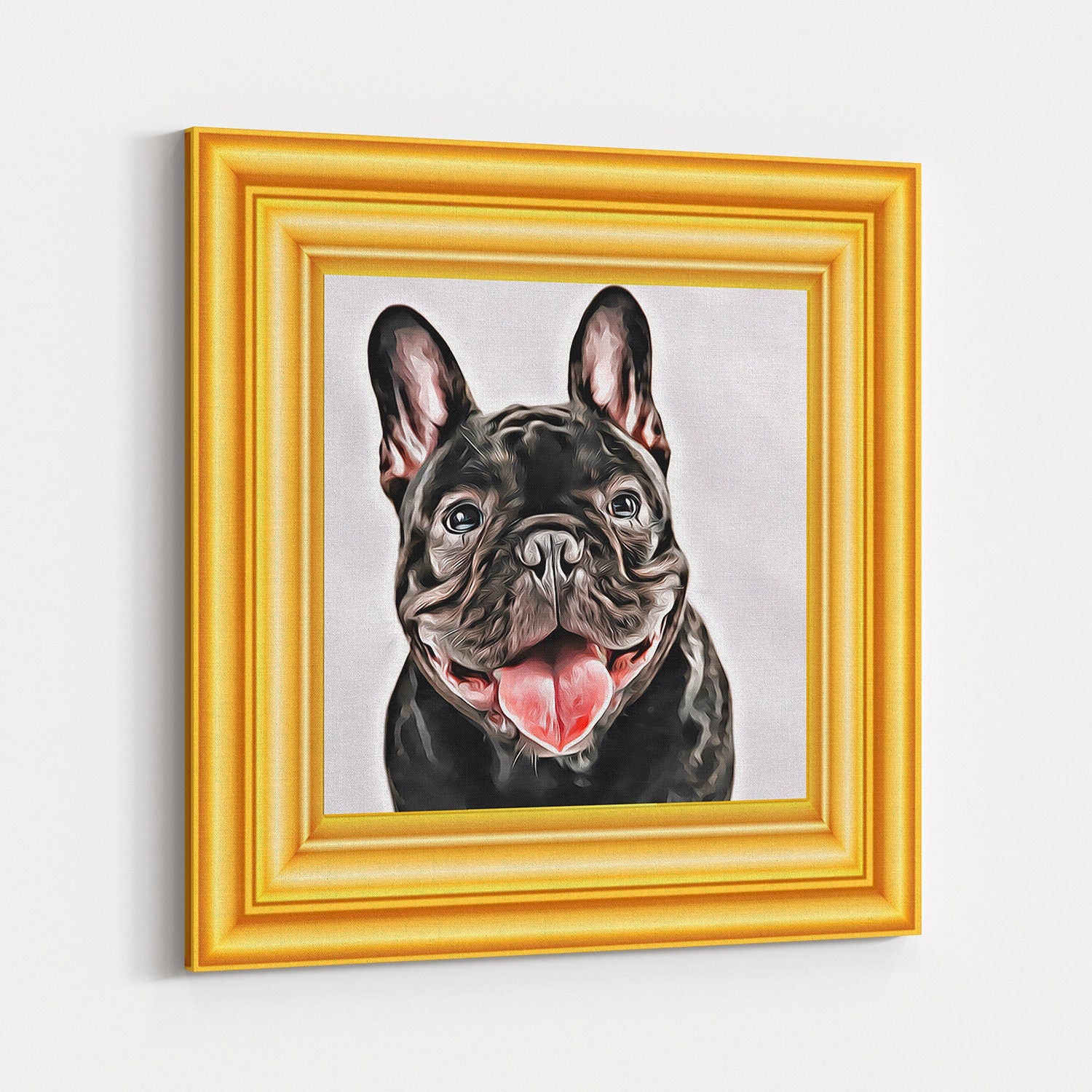 Custom Pet Portrait Canvas: Dog & Cat Digital Painting, Printed Frame