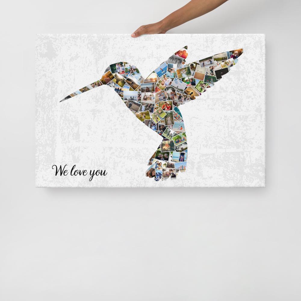Hummingbird Photo Collage Canvas Personalised Wall Art Family Gift