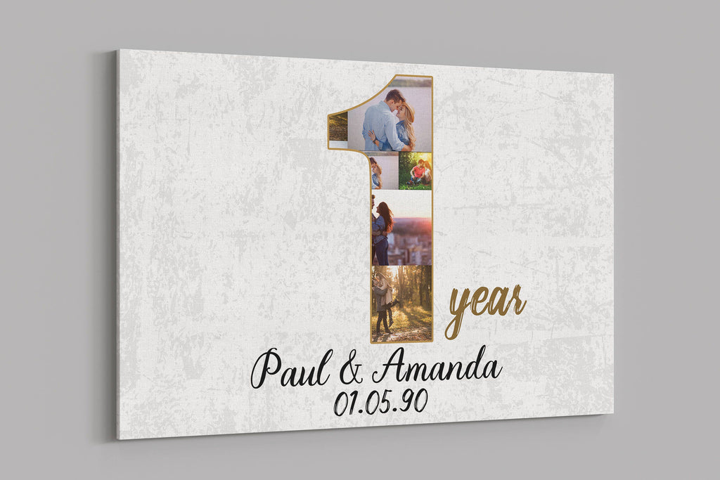 1st Anniversary Gifts Custom Collage Photo Canvas Personalized Wall Art Wedding Anniversary Gift One Year Married Gift Wife Husband Present