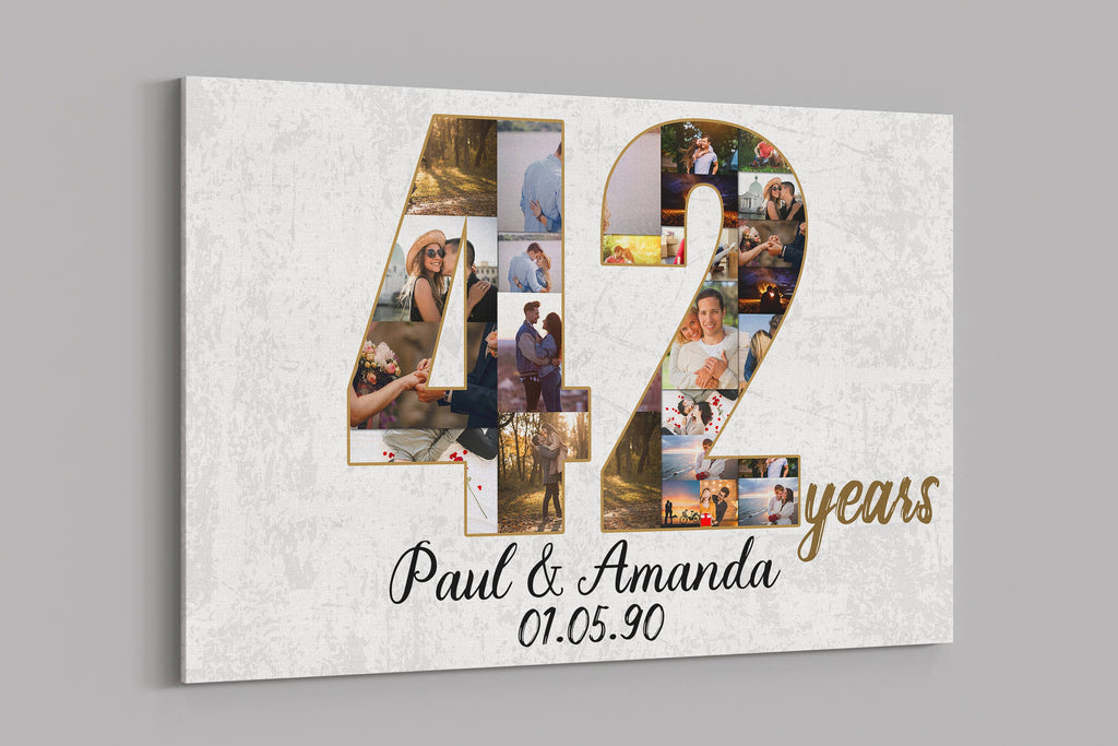 42nd Anniversary Gifts Custom Collage Photo Canvas Personalized Wall Art Wedding Anniversary Gift 42 Years Married Gift Wife Husband Present