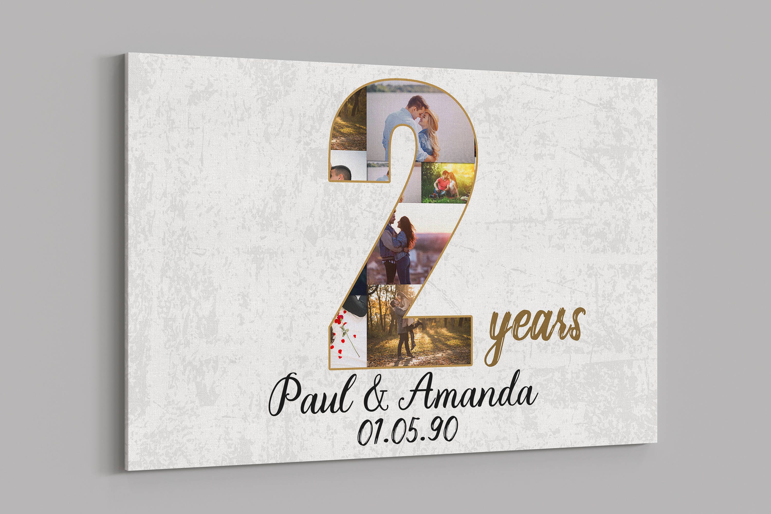 2nd Anniversary Gifts Custom Collage Photo Canvas Personalized Wall Art Wedding Anniversary Gift Two Year Married Gift Wife Husband Present