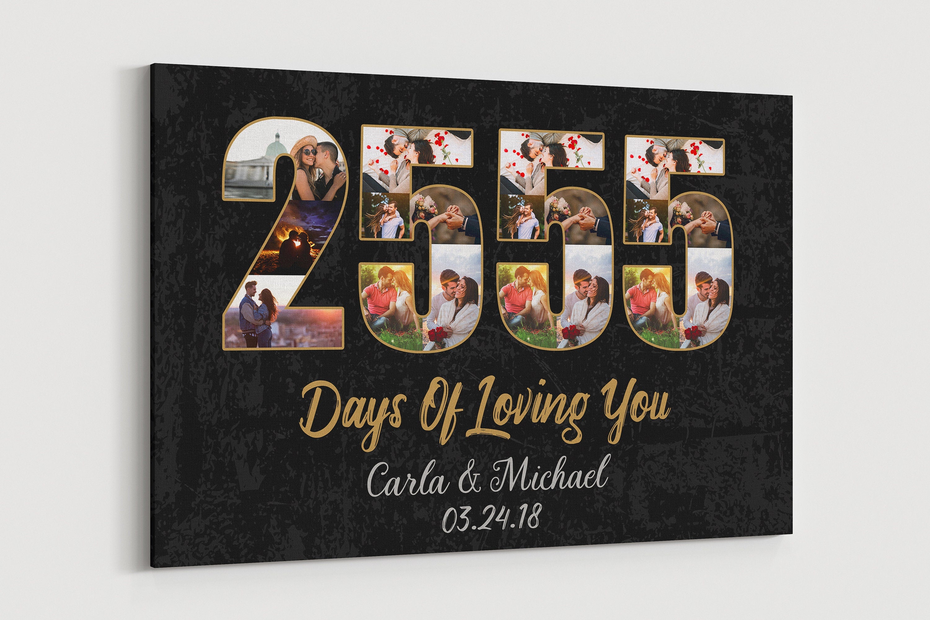7 Year Wedding Anniversary Canvas, 7th Wedding anniversary gift, 7 years Wedding photo collage Custom Anniversary Year Art, gift for husband