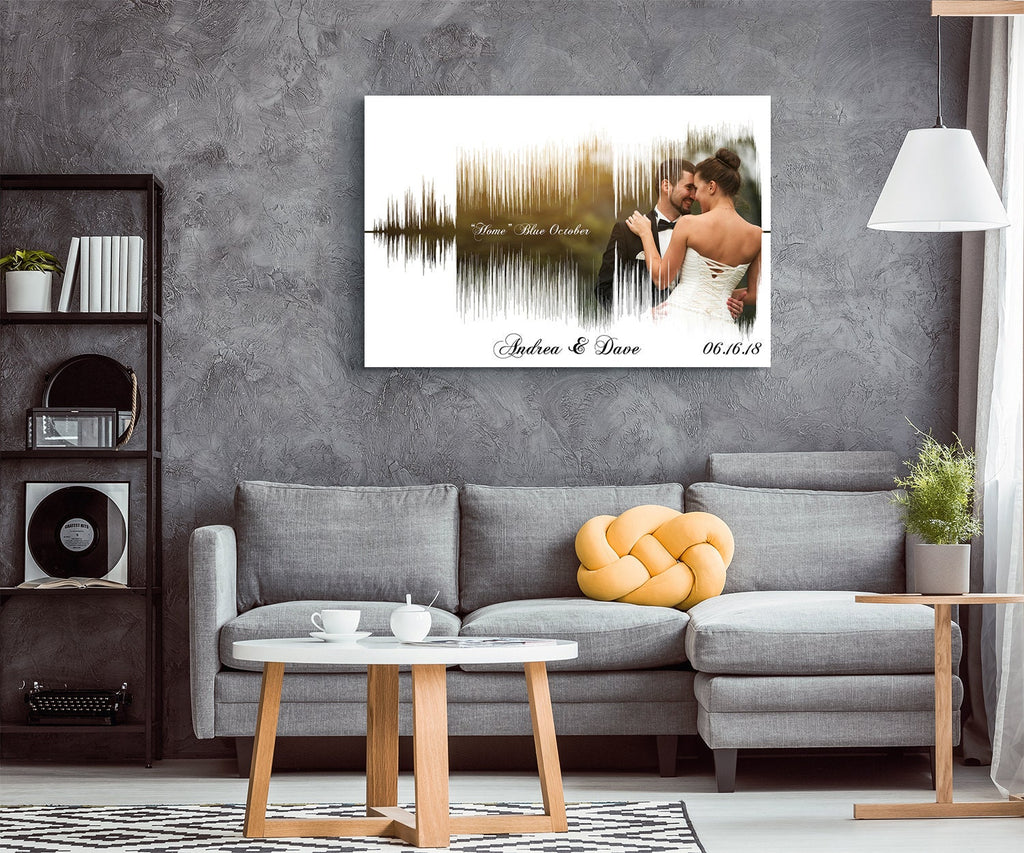Photo Sound Wave Song Print Personalised Soundwave Canvas with Any Music and picture Amazing Wedding Gift Anniversary Wall Art Wedding Song