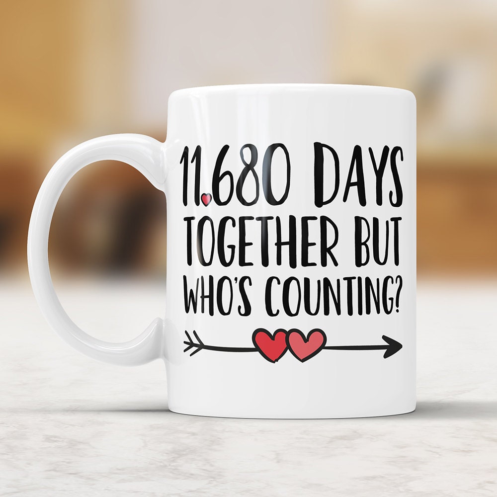 32nd Anniversary Coffee Mug - 11680 Days Together But Who's Counting Funny Wedding Anniversary Gift, 32nd year Anniversary Gifts Jubilee Cup