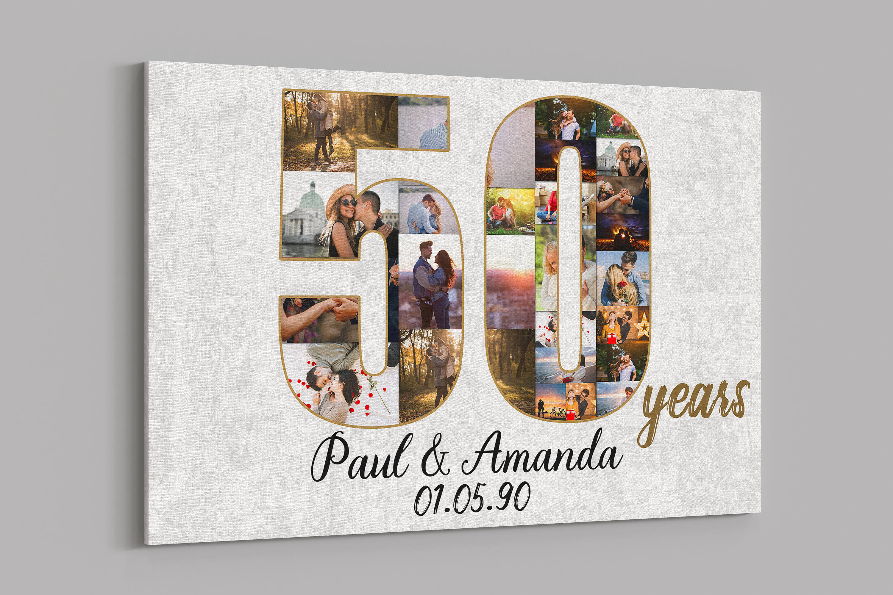 50th Anniversary Gifts Custom Collage Photo Canvas Personalized Wall Art Wedding Anniversary Gift 50 Years Married Gift Wife Husband Present