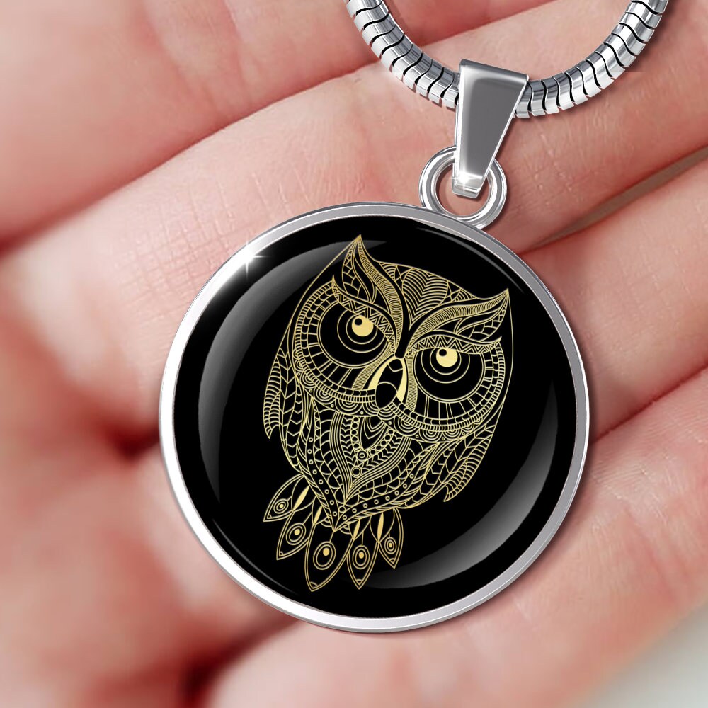 Luxury Owl Pendant Necklace: Surgical Steel, Adjustable Chain