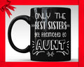 New Aunt Announcement Black Coffee Mug: Sister Gift