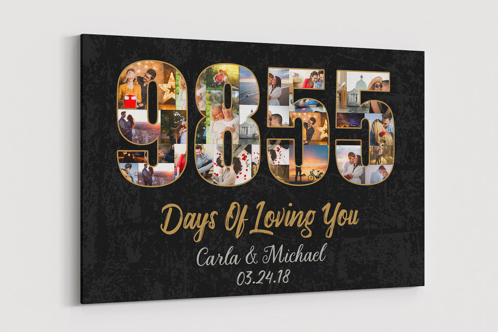 27th Anniversary Photo Collage Canvas: Custom Year Art Gift
