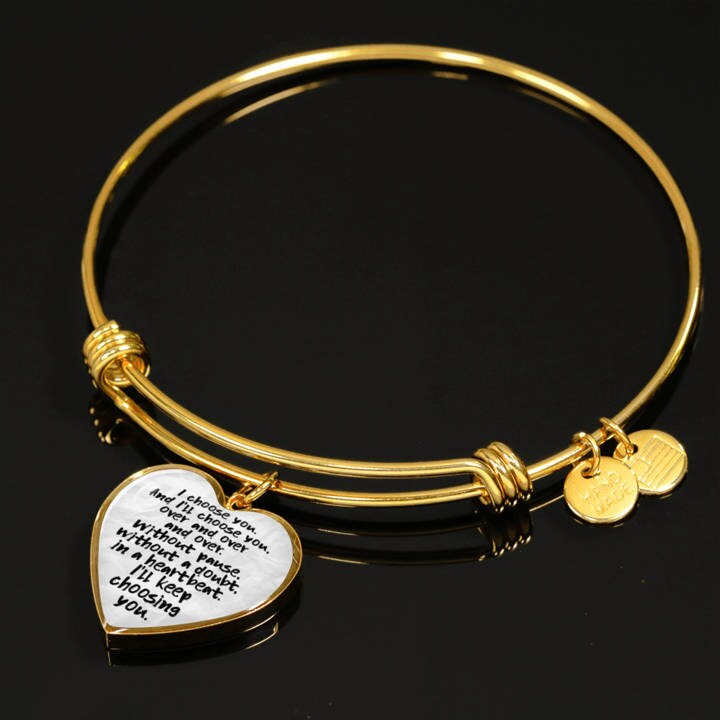 Personalized Love Note Bangle: 18k Gold Finish, Engraved Gift
