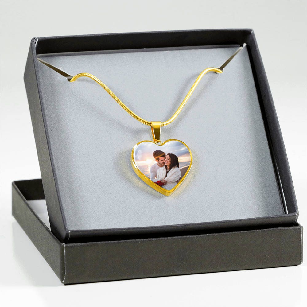 Personalized Custom Heart Photo Necklace Gold Silver Engraved Picture Pendant Anniversary Gift For Wife From Husband Love Gift Girlfriend