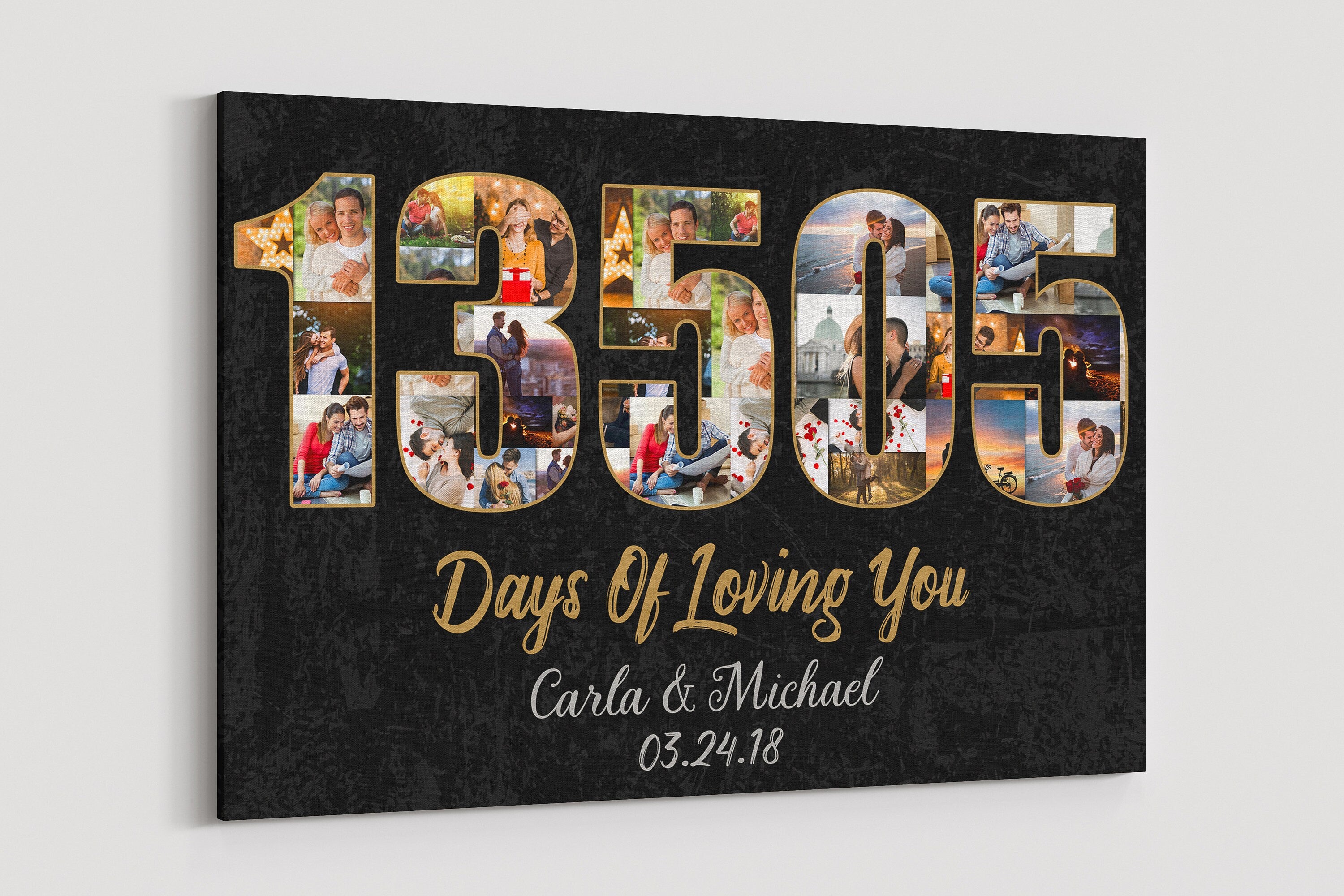 37th Anniversary Photo Collage Canvas: Custom Year Gift