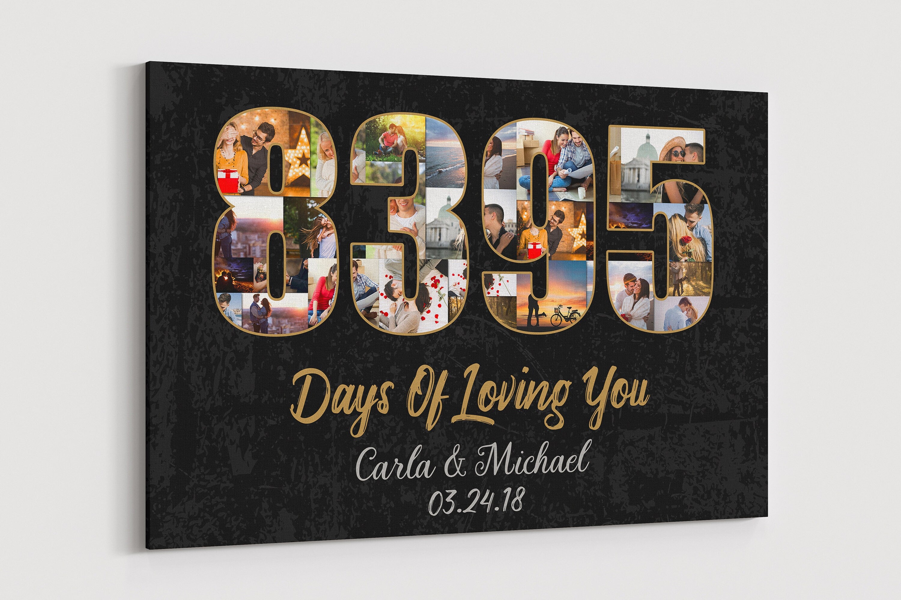23rd Anniversary Photo Collage Canvas: Custom Year Gift