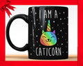 I Am A Caticorn Black Mug - Funny Unicorn Cat Coffee Mug For Girlfriend Perfect Cat Lover Gift For Her