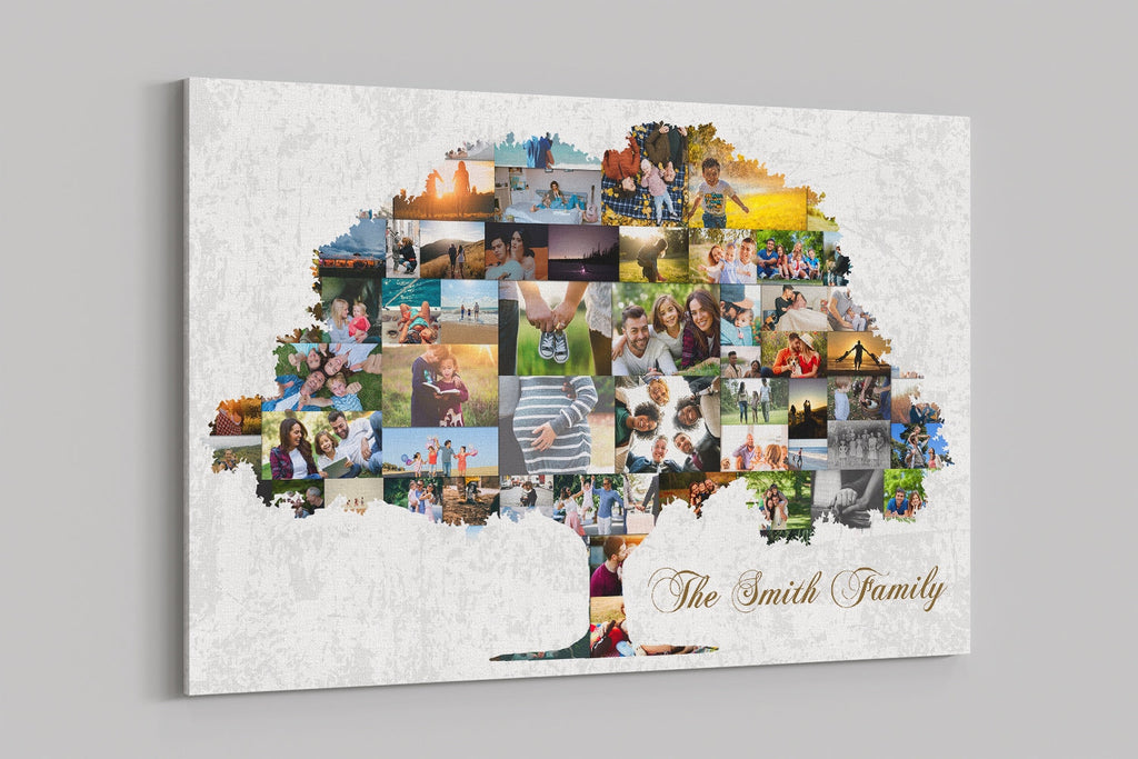 Custom Family Tree Photo Collage Canvas Print: Personalized Wall Art