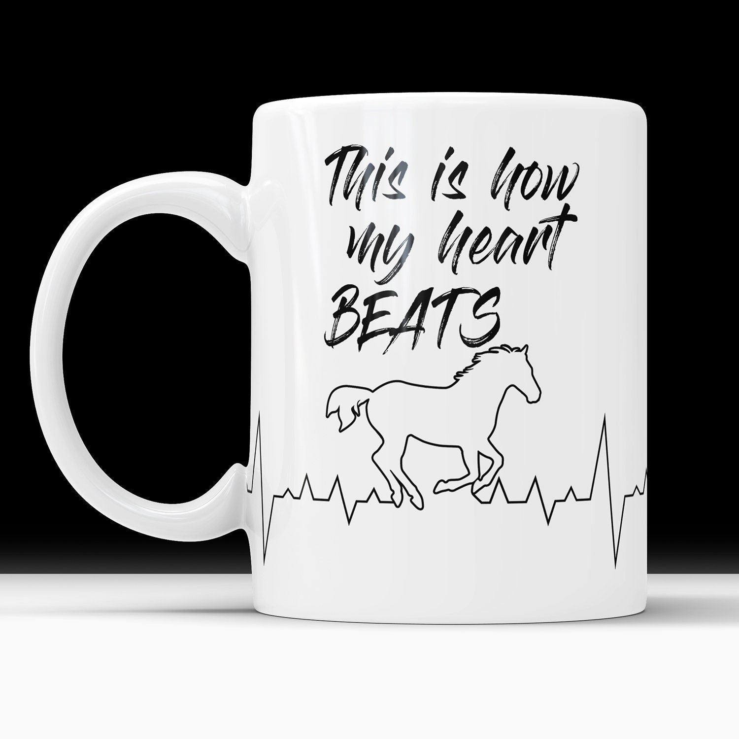 Horse Heartbeat Mug: Gift for Horse Lover