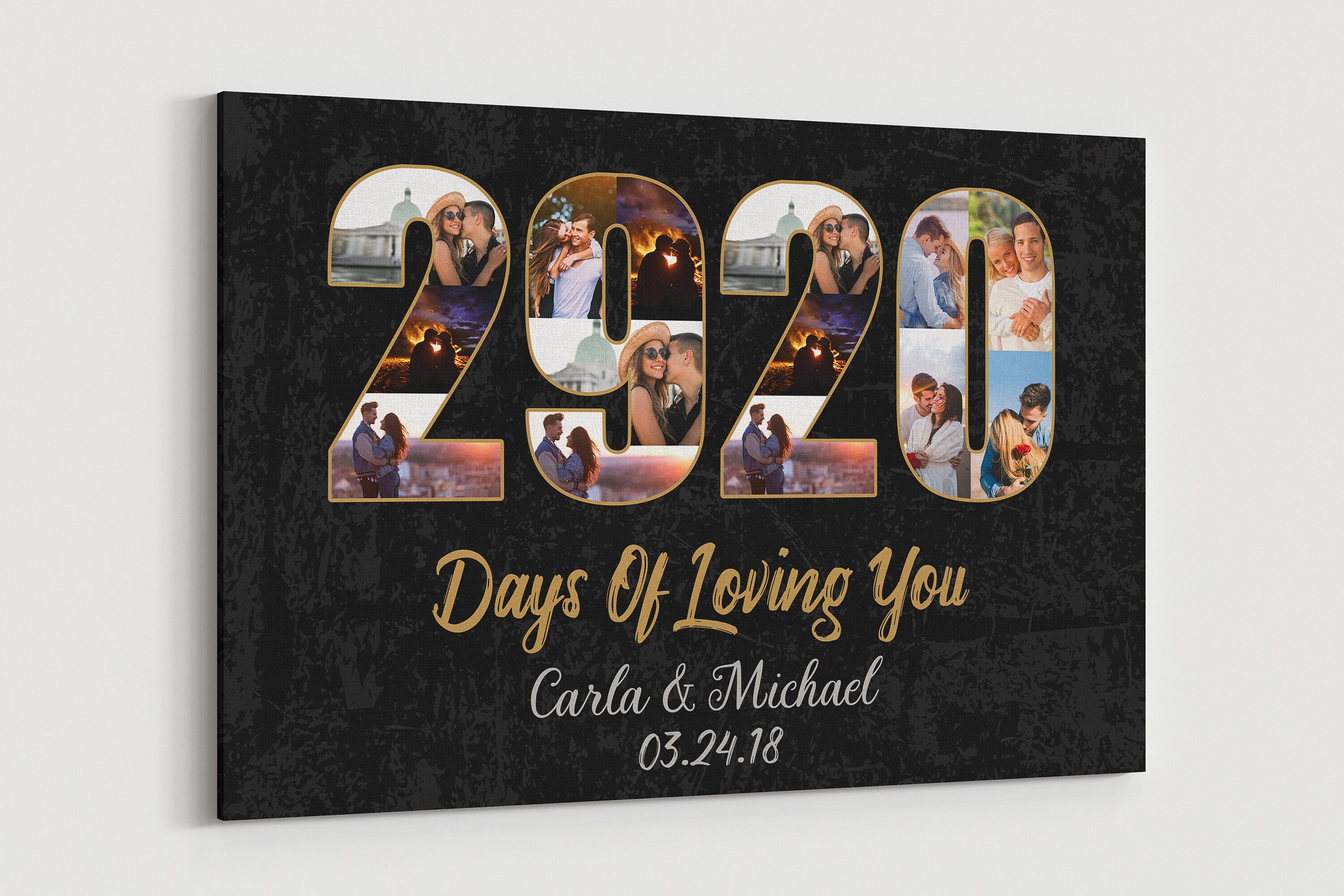 8th Anniversary Photo Collage Canvas: Custom Year Art Gift