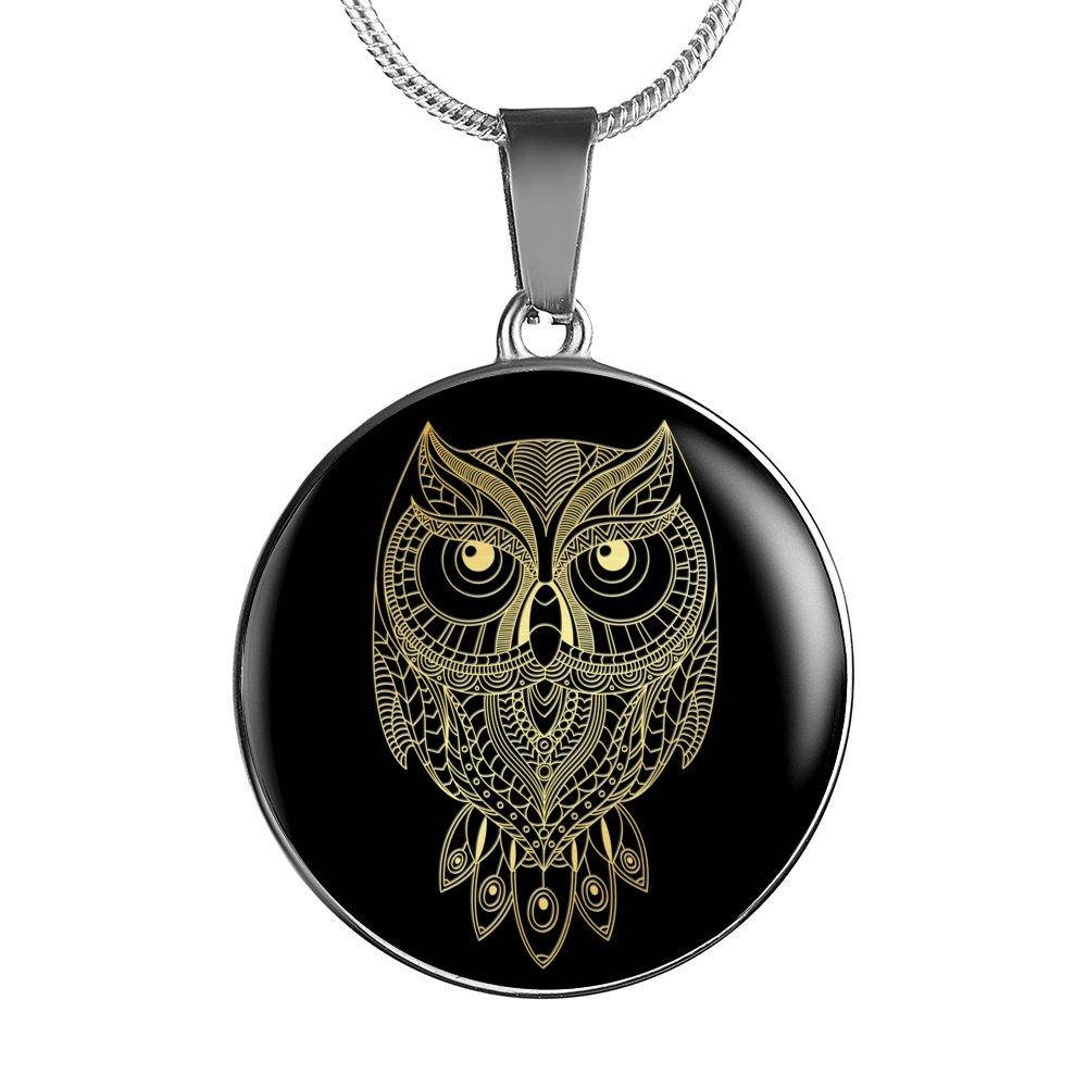 Luxury Owl Pendant Necklace: Surgical Steel, Adjustable Chain