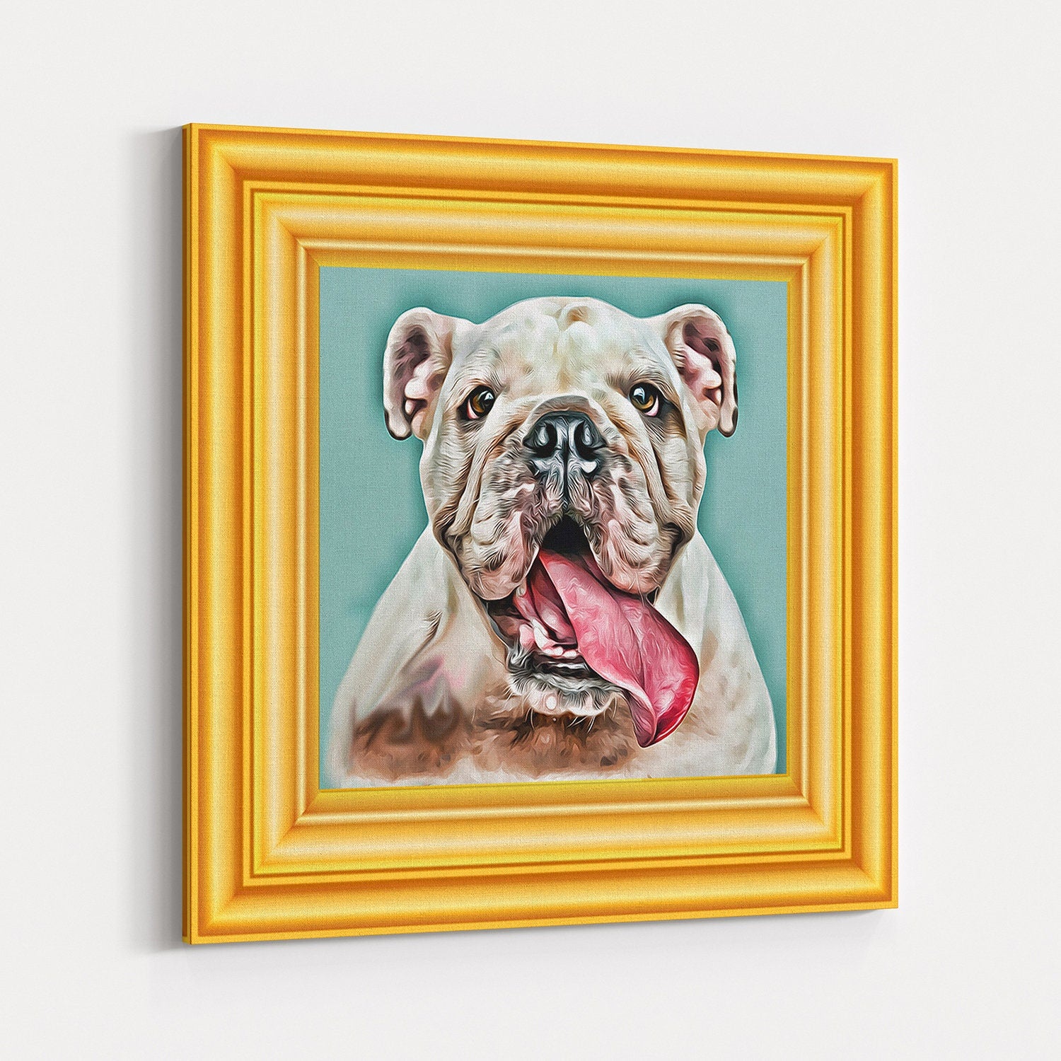 Custom Pet Portrait Canvas: Dog & Cat Digital Painting, Printed Frame