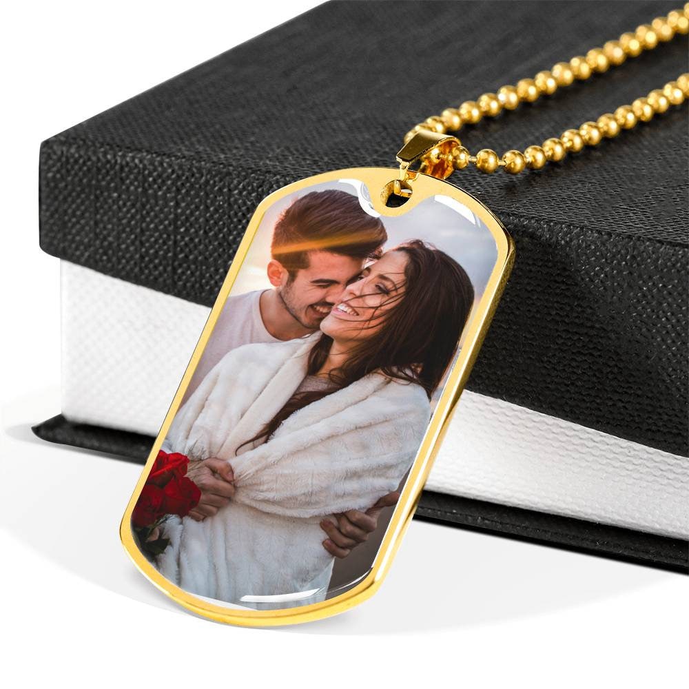 Custom Photo Dog Tag Necklace: Engraved Military Pendant, Memorial Gift