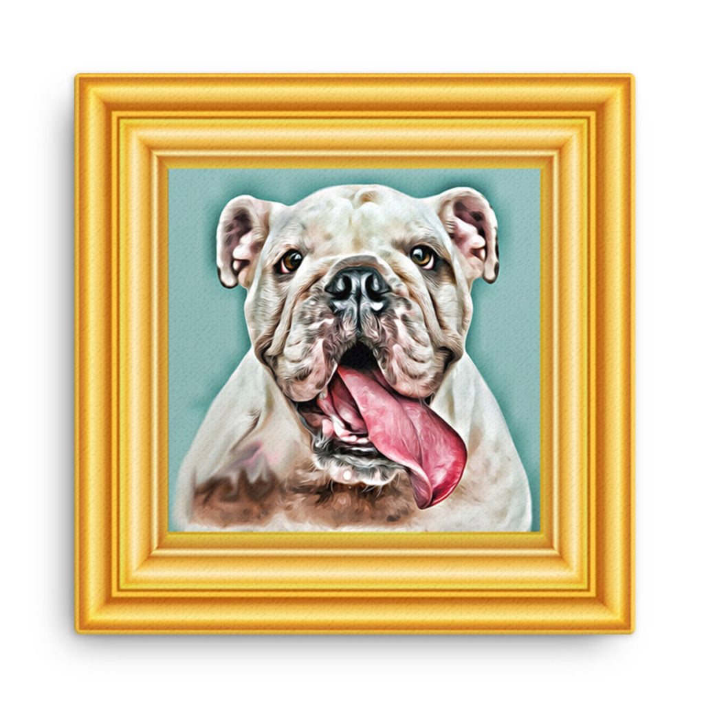Custom Pet Portrait Canvas: Dog & Cat Digital Painting, Printed Frame