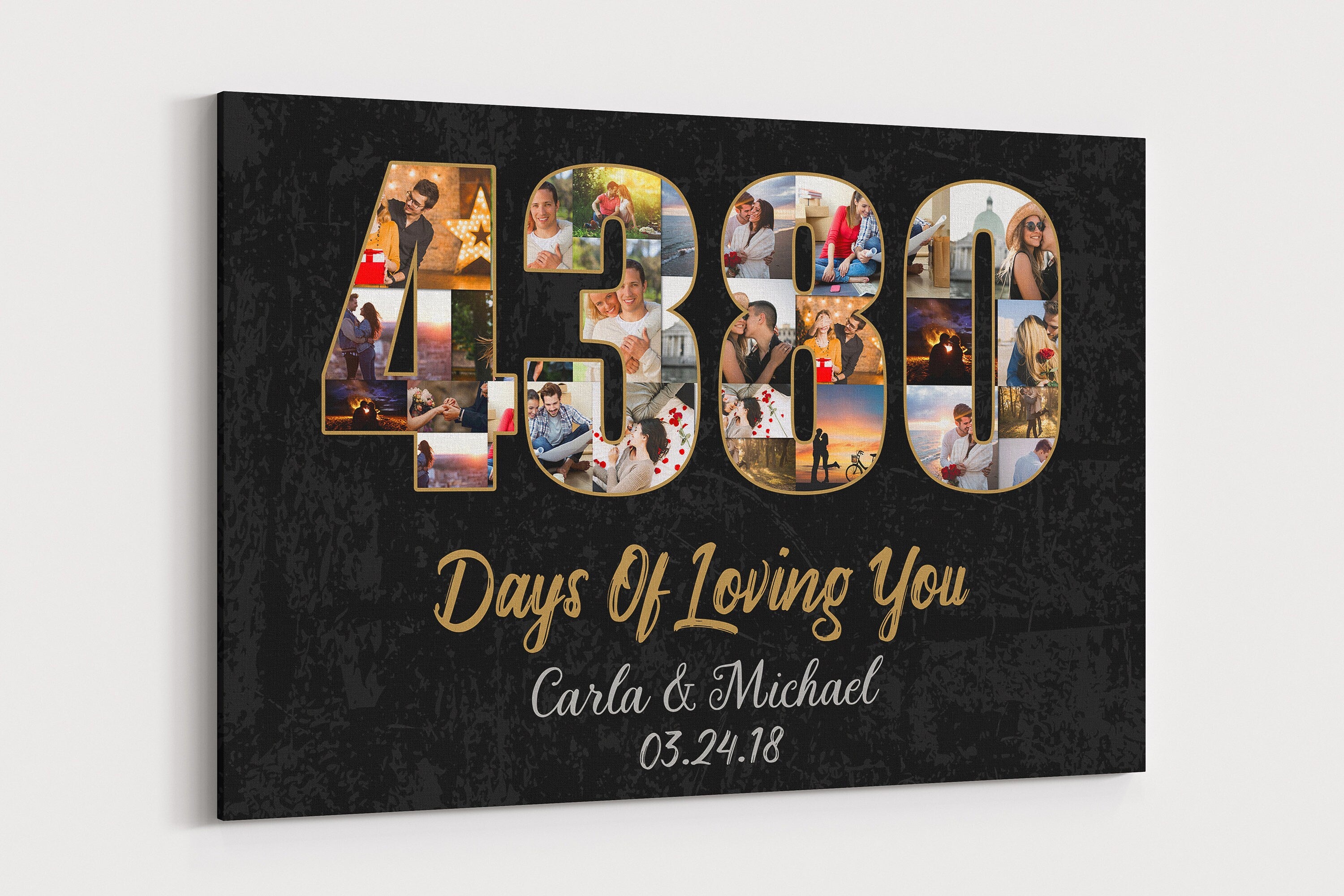 12th Anniversary Photo Collage Canvas: Custom Year Art Gift