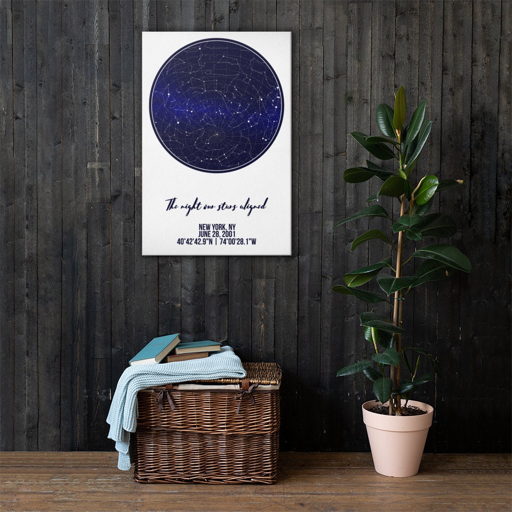 Celestial Star Chart Personalized 1 Year Anniversary Gift for Him Unique Wedding Present Custom Engagement Bridal Shower Bride and Groom Map