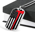 Thin Red Line Dog Tag Necklace: Firefighter Wife Gift, Personalized Keepsake
