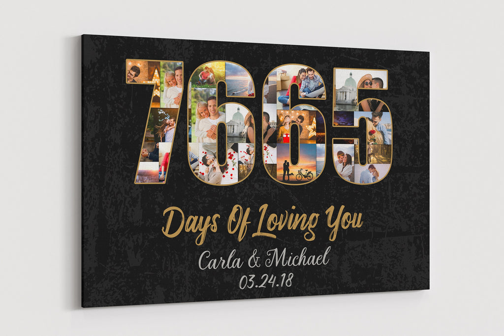 21st Anniversary Photo Collage Canvas: Custom Year Art Gift