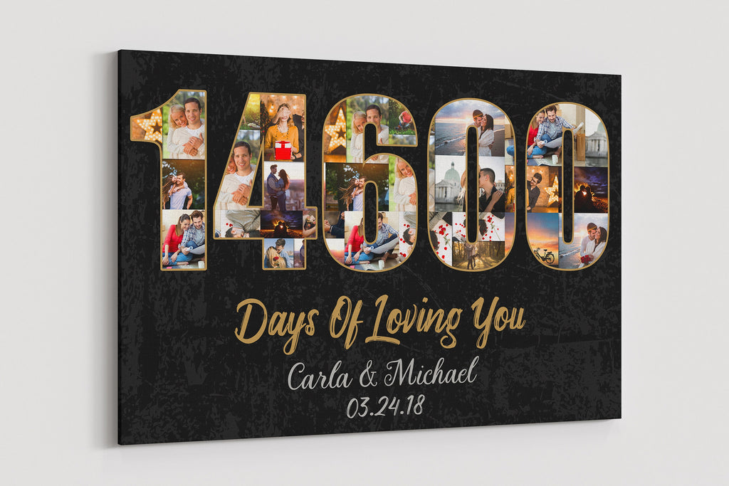 40 Year Anniversary Gift Canvas 40th Wedding anniversary gifts 40 years Wedding photo collage Custom Anniversary Year Art gift for husband