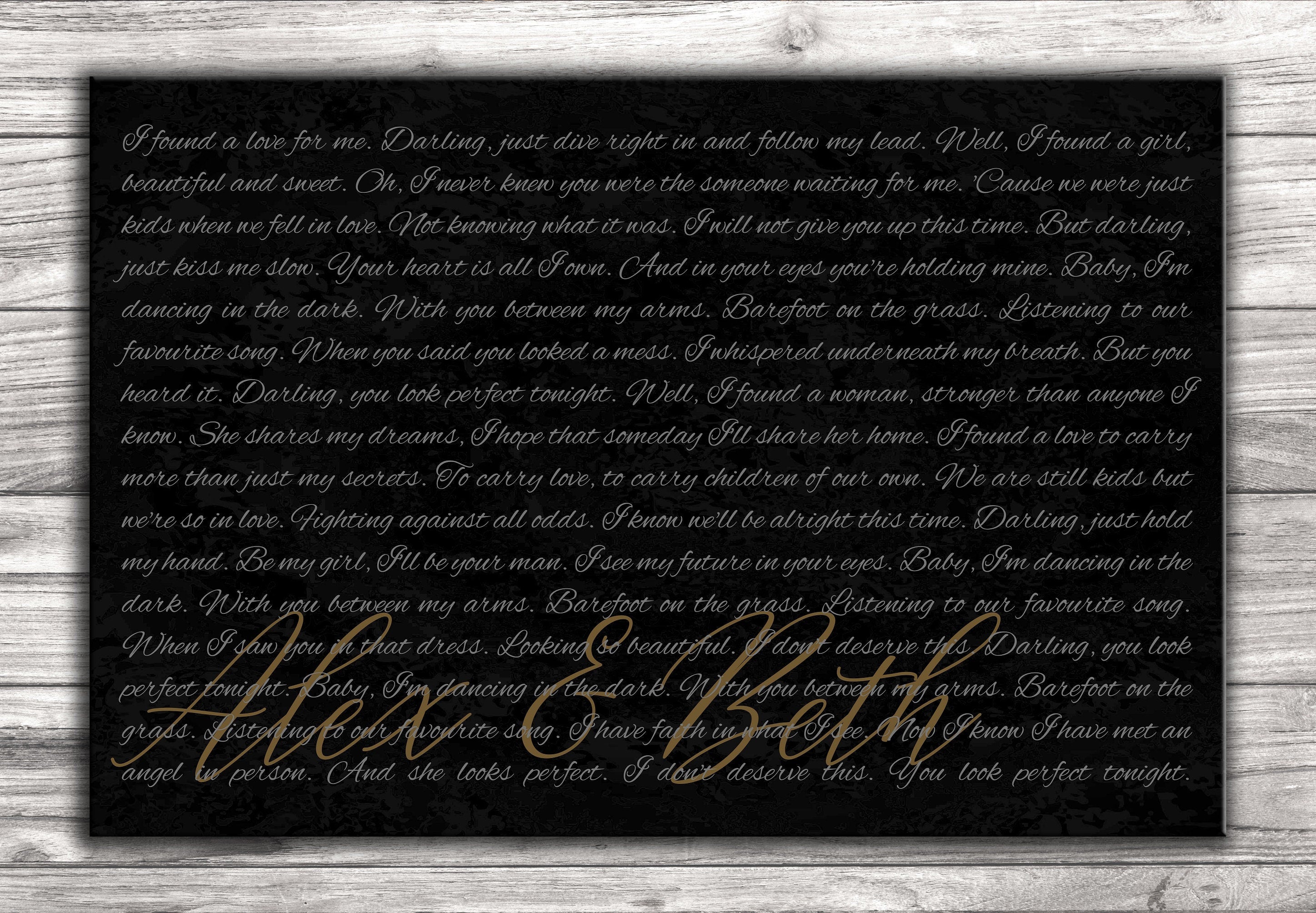 First Dance Personalized Canvas, Song Lyric Gift, Vow Anniversary Gift, First Dance Sign, Wedding Vow Sign, Song Lyric Canvas, Wedding Vows