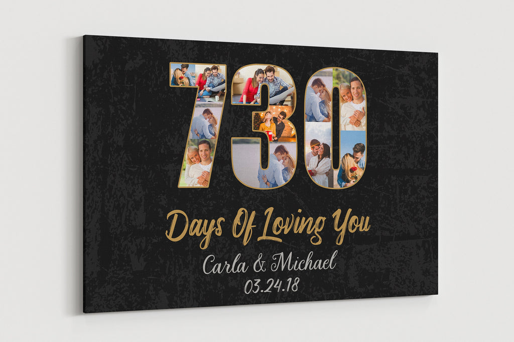 2nd Anniversary Photo Collage Canvas: Custom Year Art Gift
