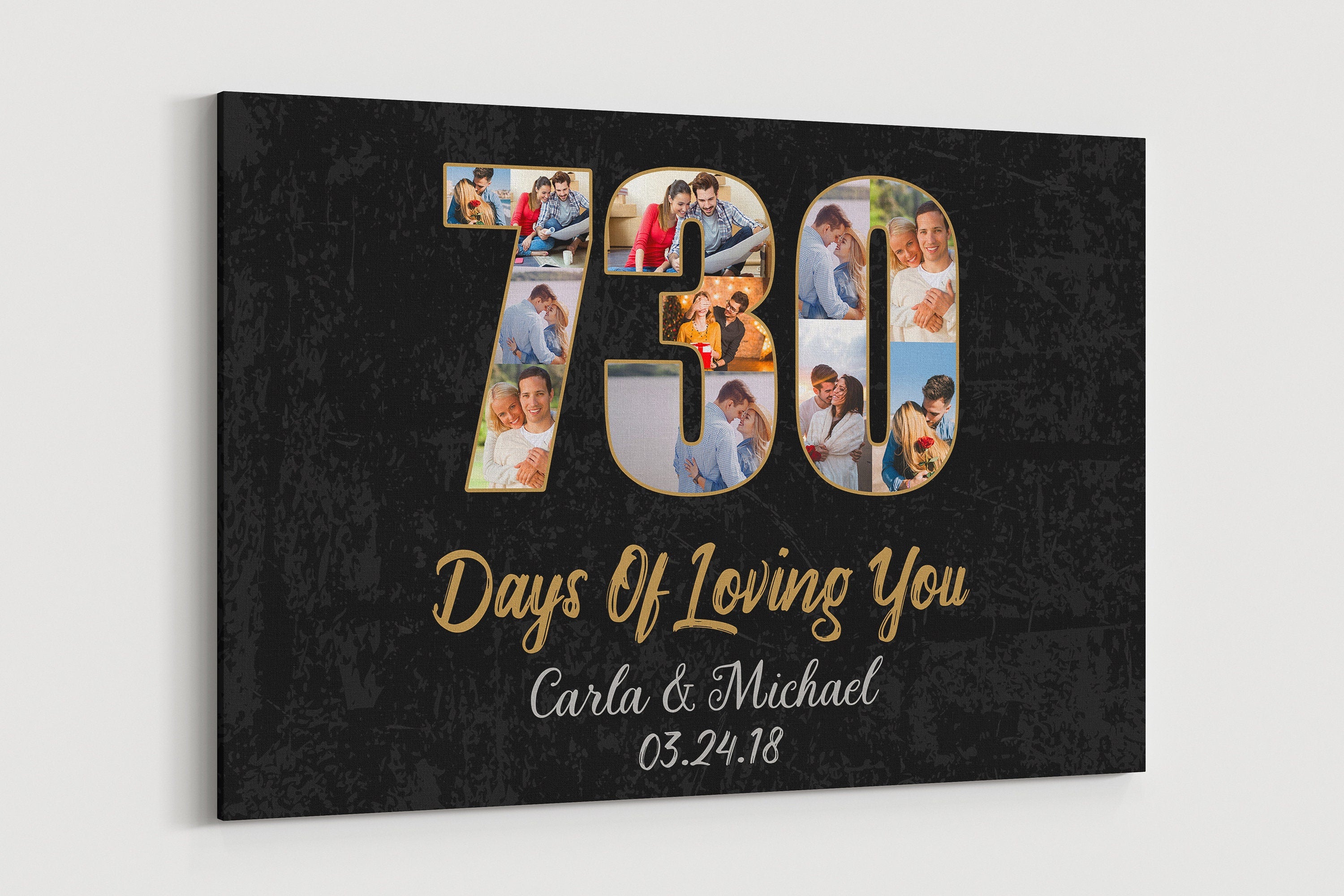 2nd Anniversary Photo Collage Canvas: Custom Year Art Gift