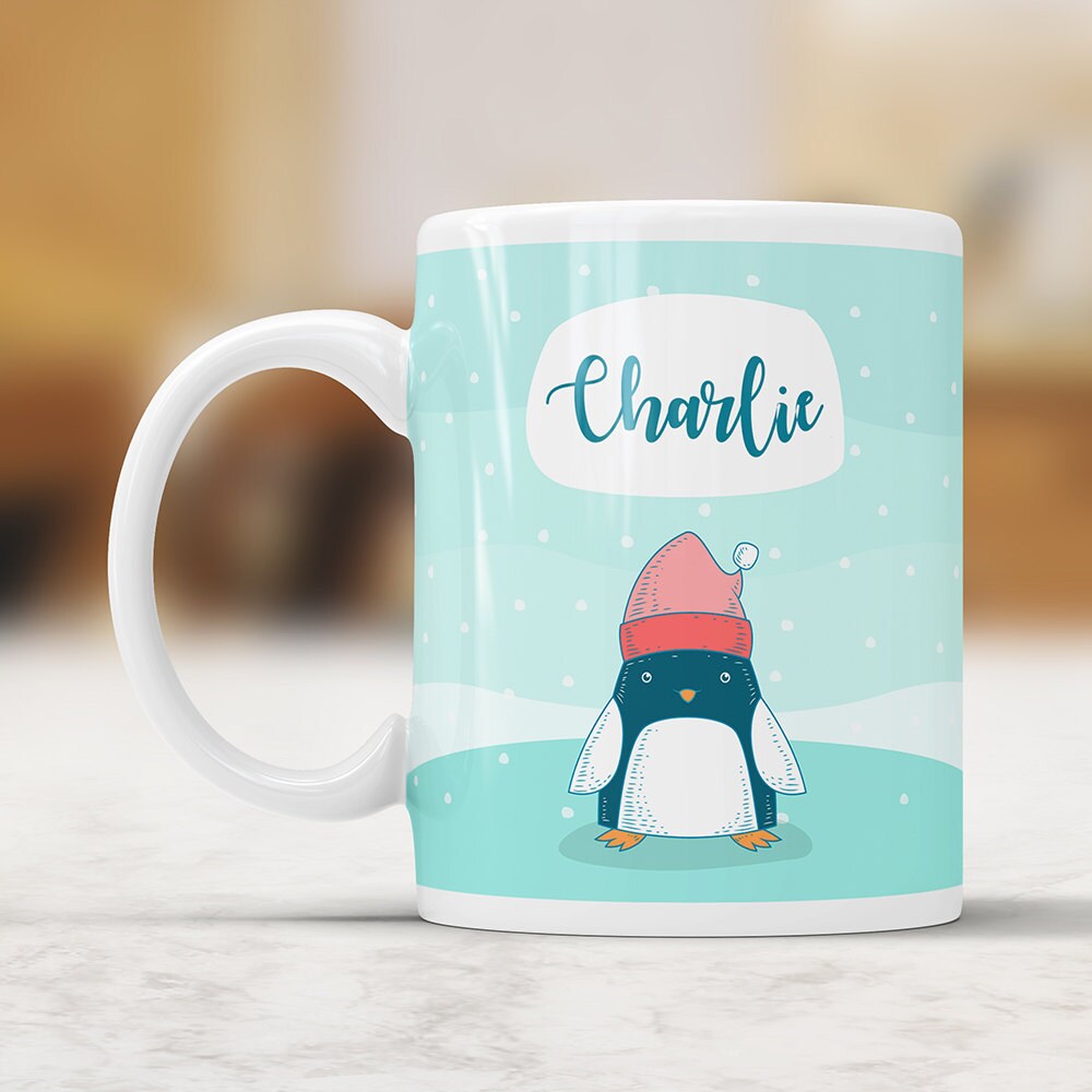 Personalized Penguin Mug: Custom Name Ceramic Cup