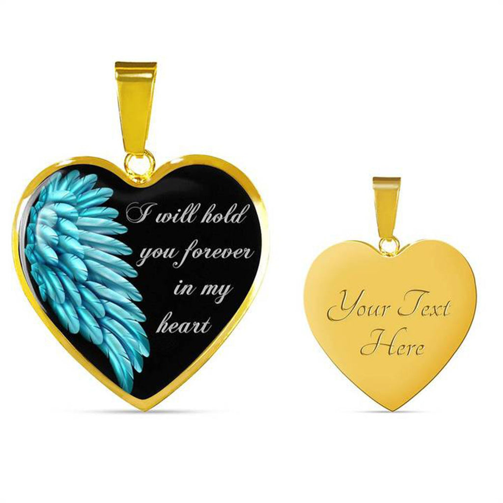 Angel Wing Memorial Necklace: Personalized Engraved Charm, USA Made