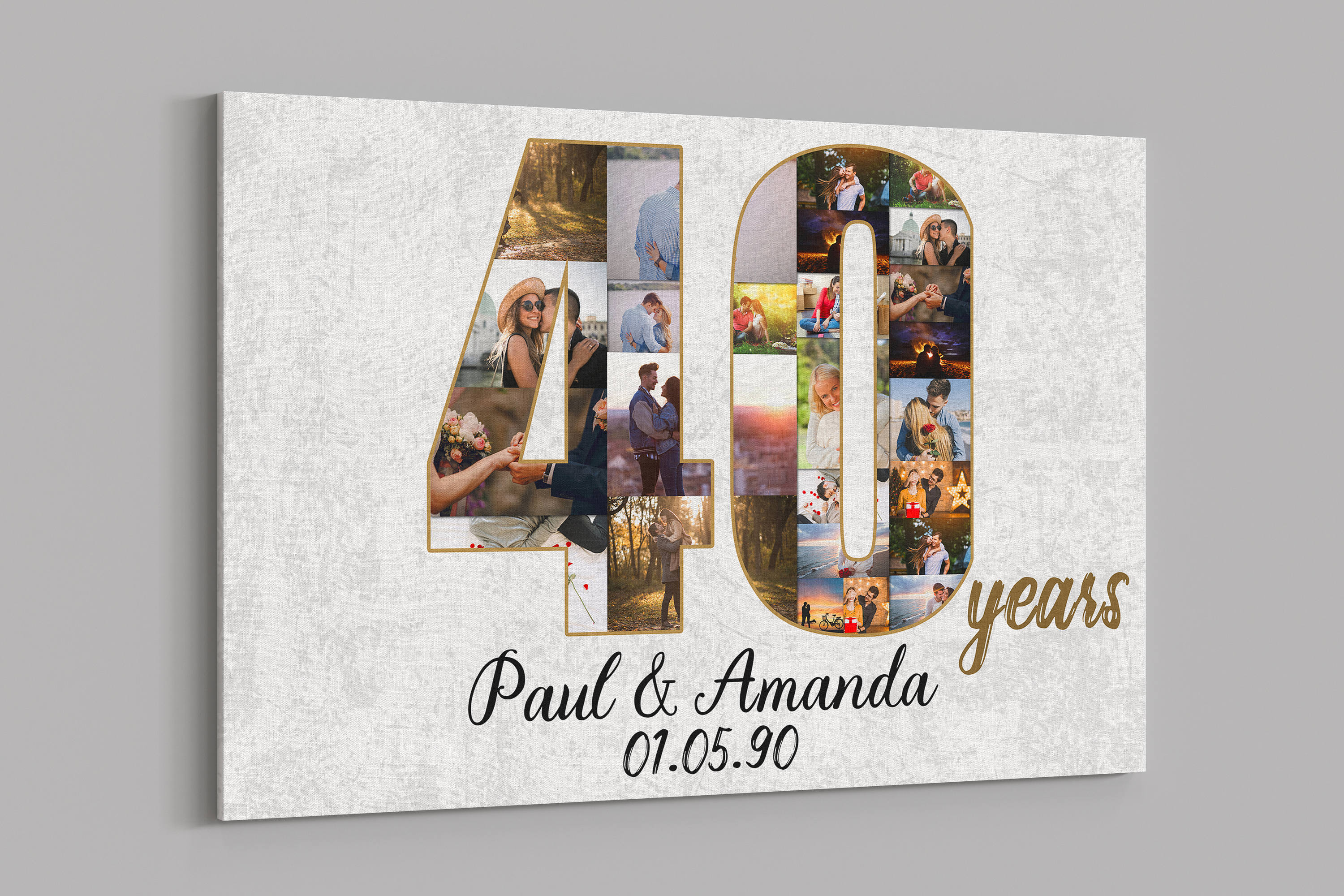 40th Anniversary Gifts Custom Collage Photo Canvas Personalized Wall Art Wedding Anniversary Gift 40 Years Married Gift Wife Husband Present