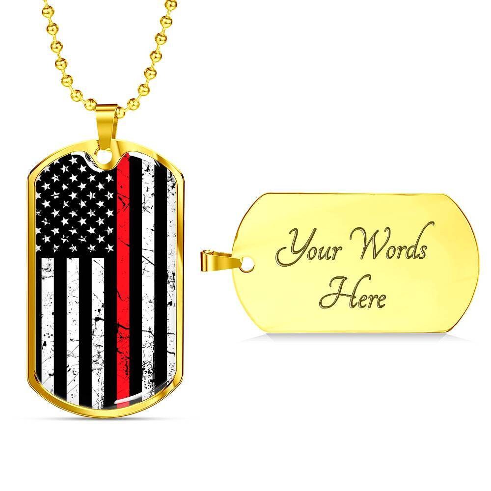 Thin Red Line Dog Tag Necklace: Firefighter Hero Keepsake