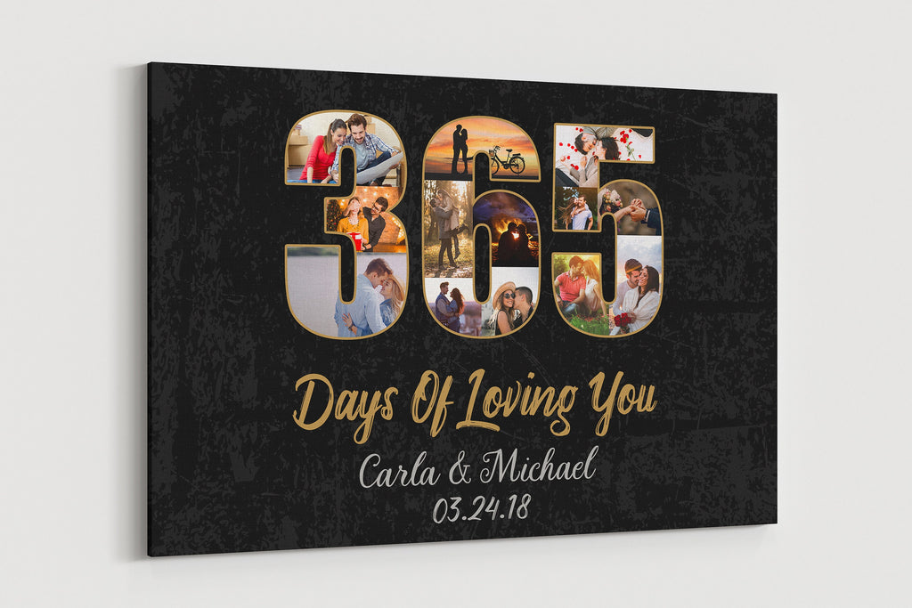 First Wedding Anniversary Canvas, 1st Wedding anniversary gift, 1 year Wedding photo collage, Custom Anniversary Year Art, gift for husband
