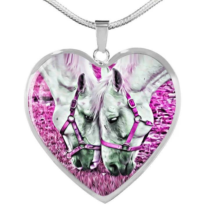 Personalized Horse Heart Pendant: 18k Gold Finish, Engraved Necklace