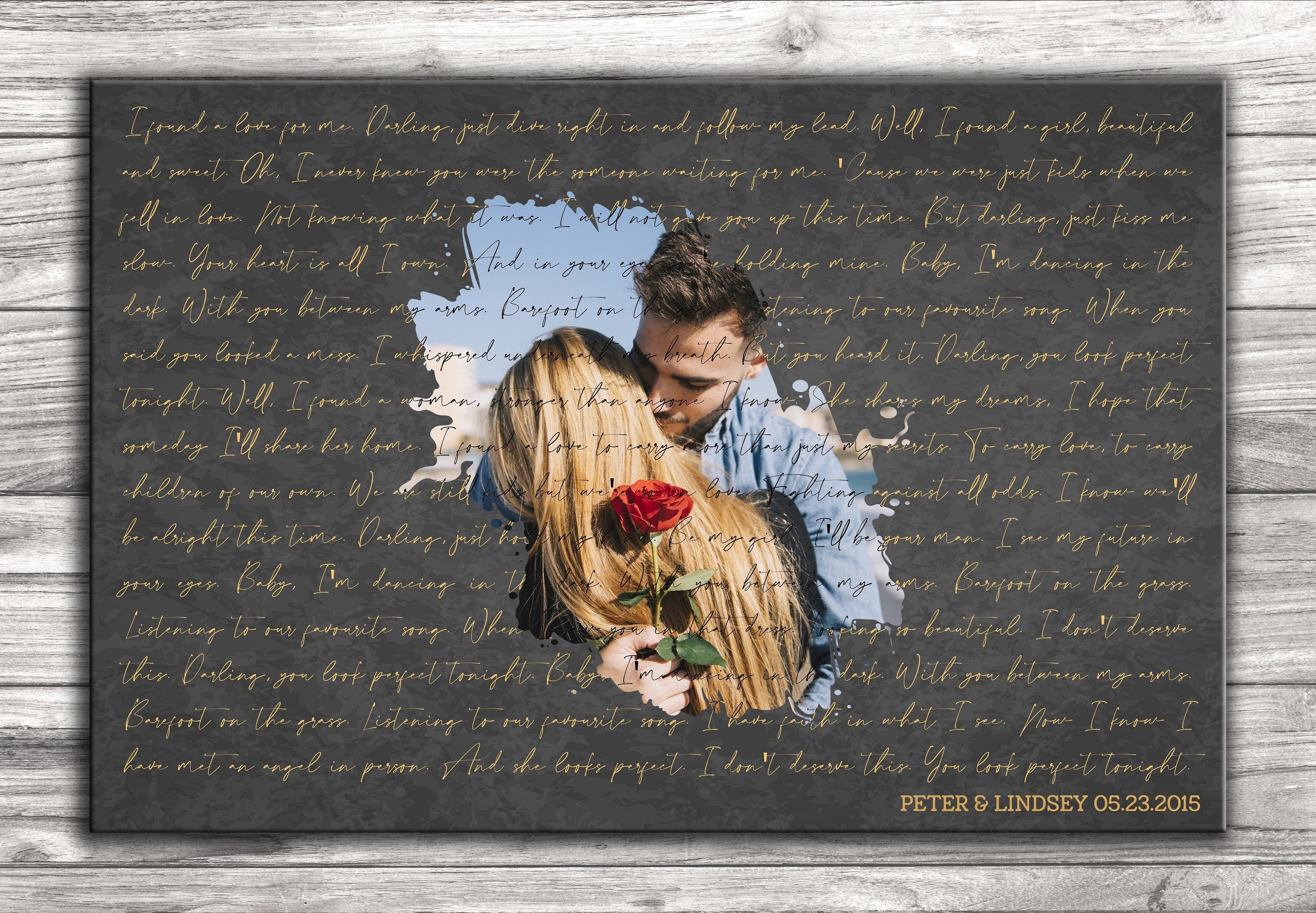 Custom Lyric Art 1 Year Anniversary gift for him Song Lyrics Wall Art Anniversary Gift for her Song lyrics Gift Wedding 2nd Year Anniversary
