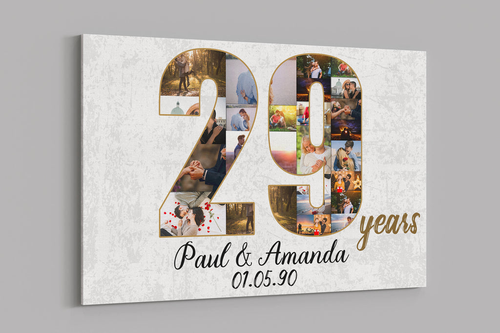 29th Anniversary Gifts Custom Collage Photo Canvas Personalized Wall Art Wedding Anniversary Gift 29 Years Married Gift Wife Husband Present