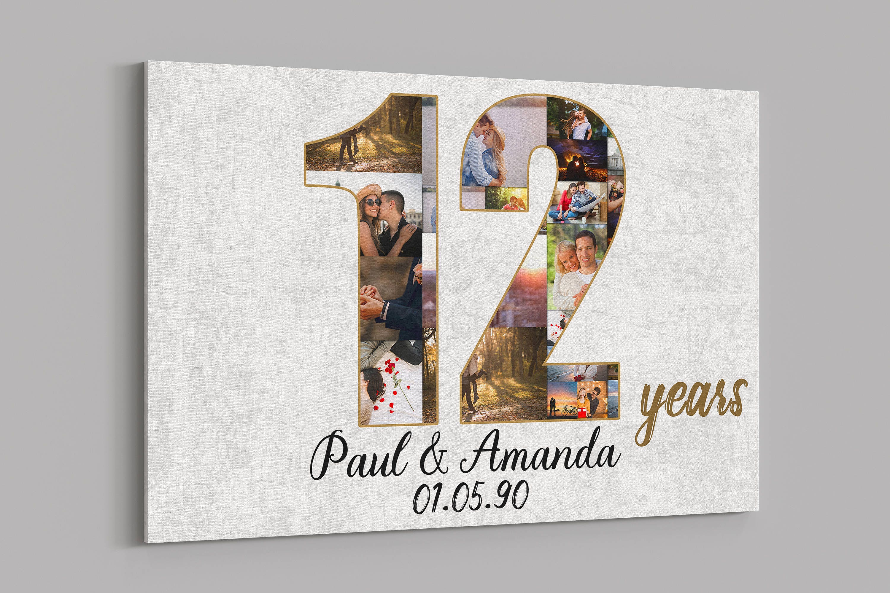 12th Anniversary Gifts Custom Collage Photo Canvas Personalized Wall Art Wedding Anniversary Gift 12 Years Married Gift Wife Husband Present